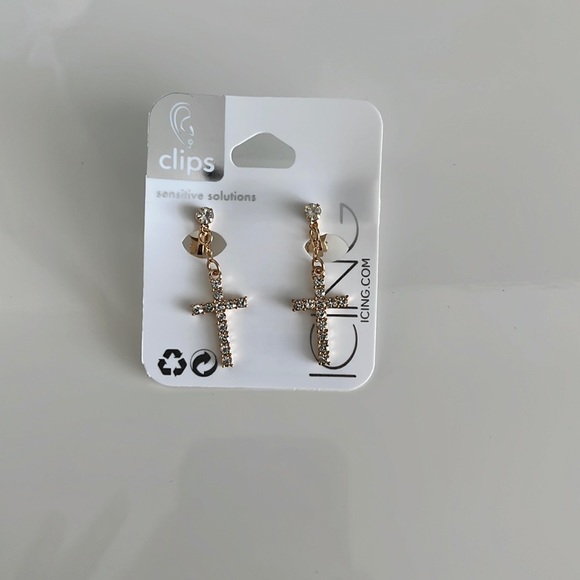 Jewelry - NWT Clip on Cross Earrings